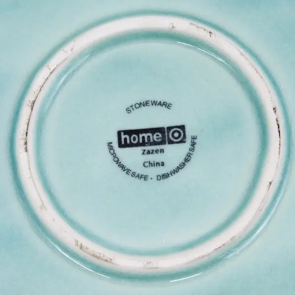 Home Embossed Zazen Crackled Stoneware Serving Platter 17" Teal Turquoise