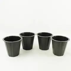 Lot of 4 Black Plastic Planters 6x9.5in Stackable Indoor/Outdoor