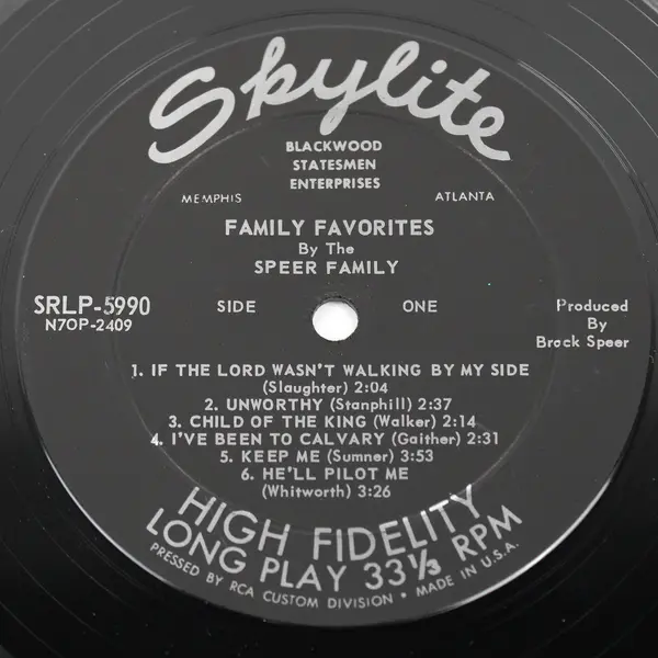 Family Favorites By The Speer Family Vinyl Record