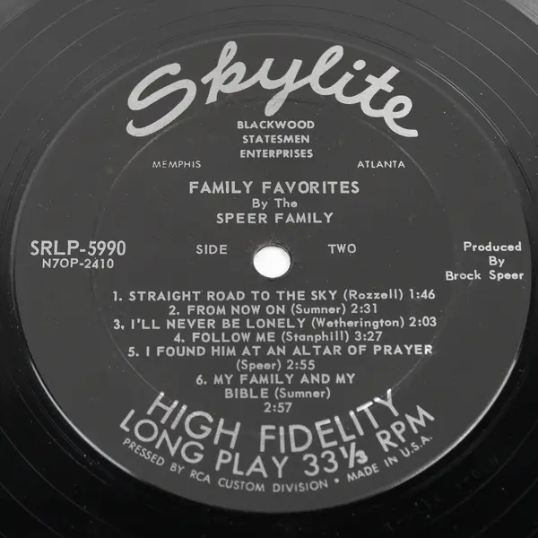 Family Favorites By The Speer Family Vinyl Record