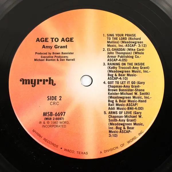  Amy Grant Age To Age Vinyl LP Record  Myrrh MSB6697 12 Inch 