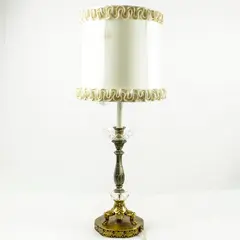 Vintage Mid-Century Ornate Brass Finish Candlestick Table Lamp 
