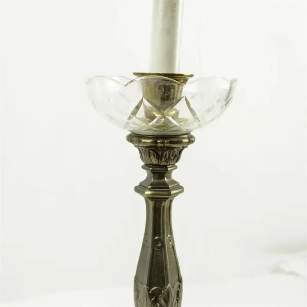 Vintage Mid-Century Ornate Brass Finish Candlestick Table Lamp 