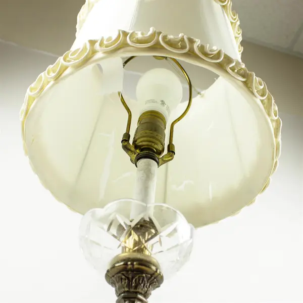 Vintage Mid-Century Ornate Brass Finish Candlestick Table Lamp 