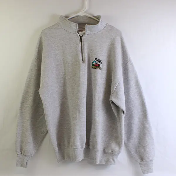 Jerzees Gray Long Sleeve Quarter Zip Mock Hood Sweatshirt Men's XL