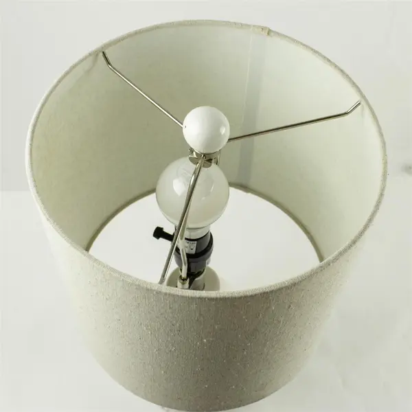 White Ceramic Floral Frieze Table Lamp 