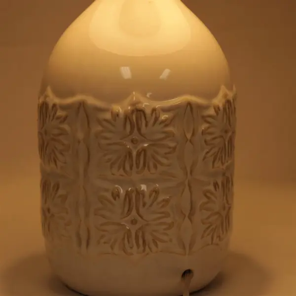 White Ceramic Floral Frieze Table Lamp 
