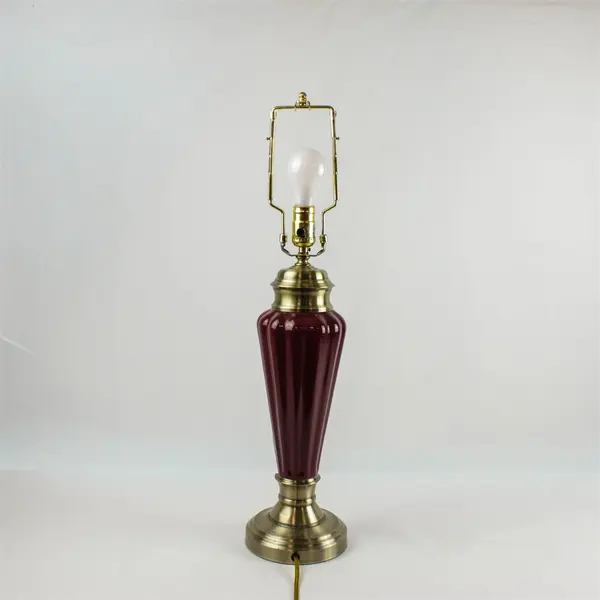 Mid Century Style Burgundy Table Lamp 27" No Lamp Shade