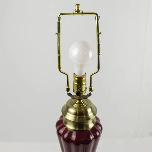Mid Century Style Burgundy Table Lamp 27" No Lamp Shade