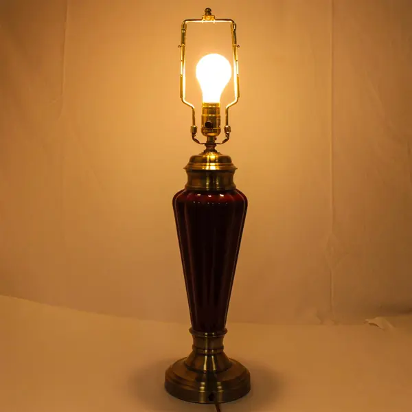 Mid Century Style Burgundy Table Lamp 27" No Lamp Shade