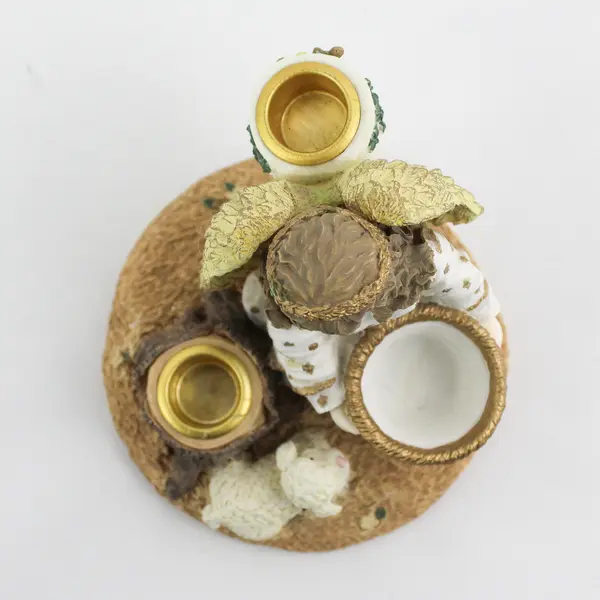 Resin Angel And Sheep Taper Candle Holder With Trinket Dish