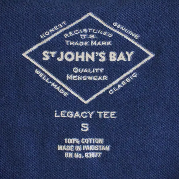 St John's Bay Solid Blue Color Short Sleeve T-Shirt 100% Cotton Men's Size Small