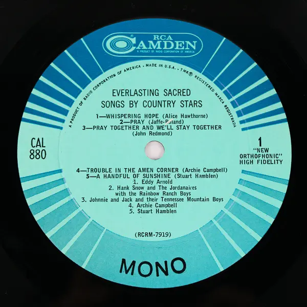 Everlasting Sacred Songs by Country Stars, Vinyl Records LP