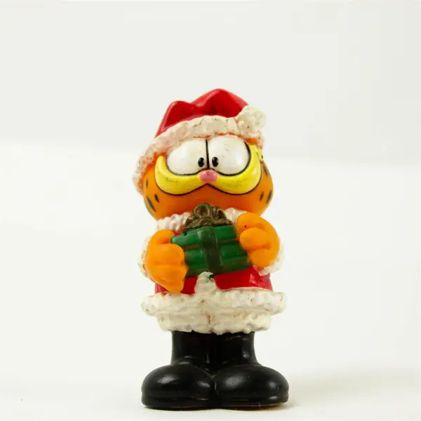 Vintage 1996 Garfield Santa Claus Figurine 3.5in Plastic Rubber Jim Davis