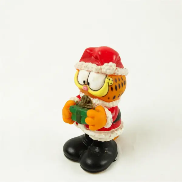 Vintage 1996 Garfield Santa Claus Figurine 3.5in Plastic Rubber Jim Davis