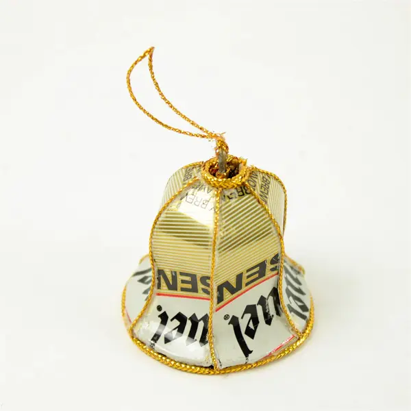 Handmade Upcycled Recycled Beer Can Christmas Bell Ornament