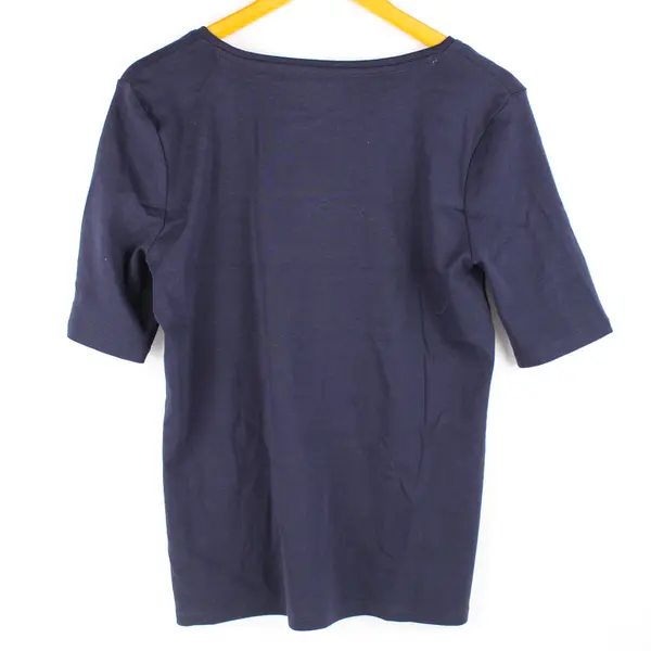 Talbots Solid Blue Color Short Sleeve Tee-Shirt V-Neck Women's Size L