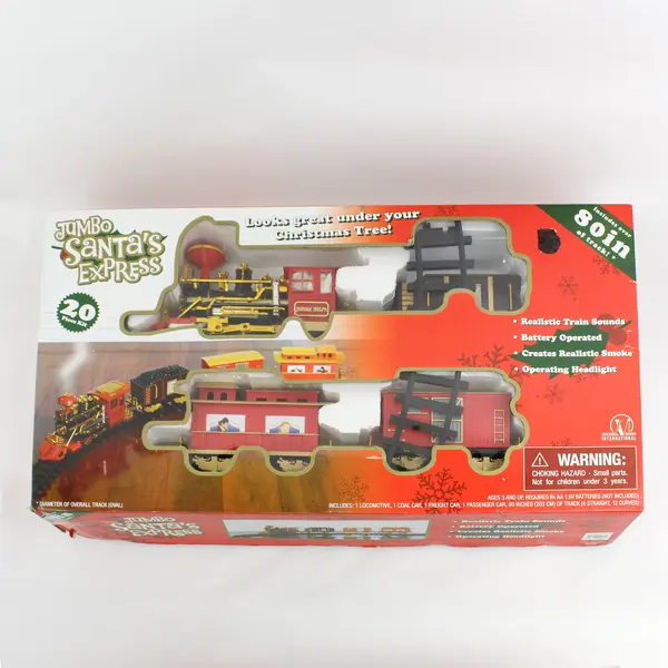 Santa’s Jumbo Express Train Set Battery Operated Christmas 80 Inches Of Track