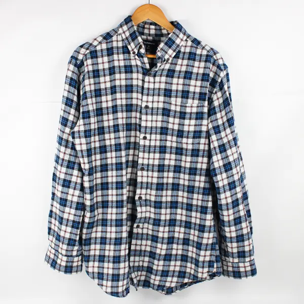 Croft & Barrow Blue/White Plaid Long Sleeve Button Up Shirt Men's Size Medium