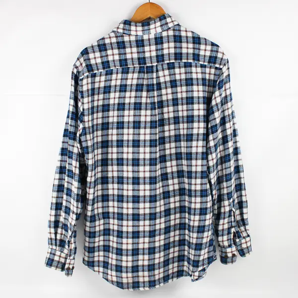 Croft & Barrow Blue/White Plaid Long Sleeve Button Up Shirt Men's Size Medium
