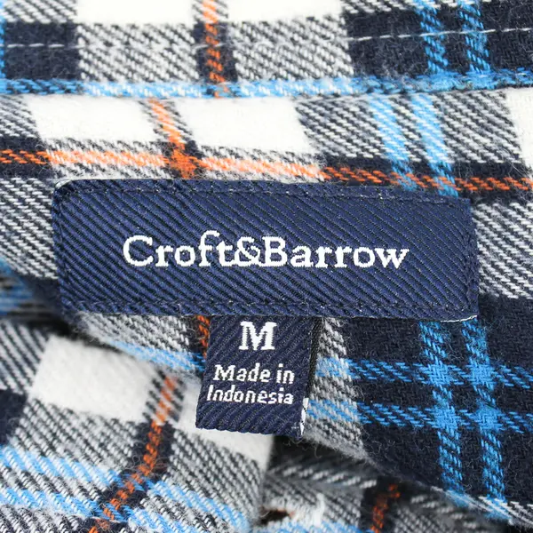 Croft & Barrow Blue/White Plaid Long Sleeve Button Up Shirt Men's Size Medium