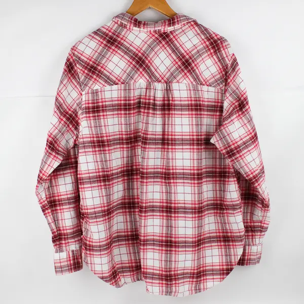Time And Tru Pink/White Plaid Long Sleeve Button Up Shirt Men's Size XXL
