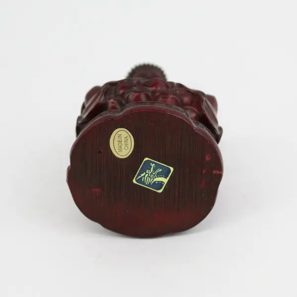 Red Sitting Medicine Buddha Resin Figurine 4.25 Inch Made in China