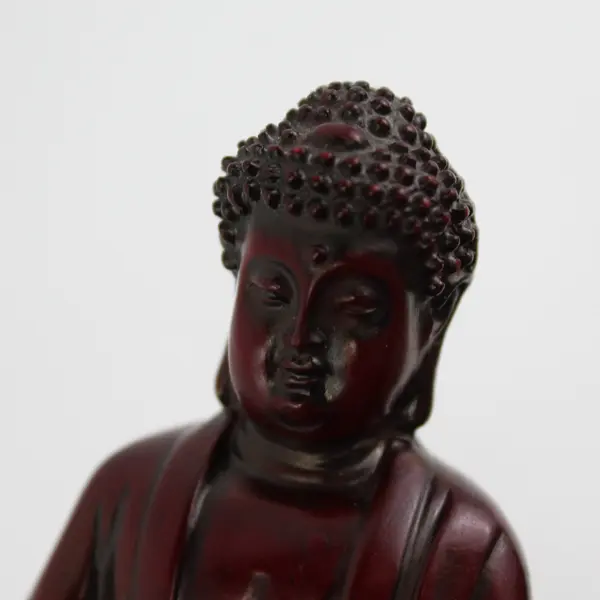 Red Sitting Medicine Buddha Resin Figurine 4.25 Inch Made in China