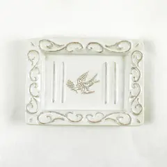 Pre de Provence White-Washed Terracotta Ceramic Soap Dish 6x4.5 Farmhouse