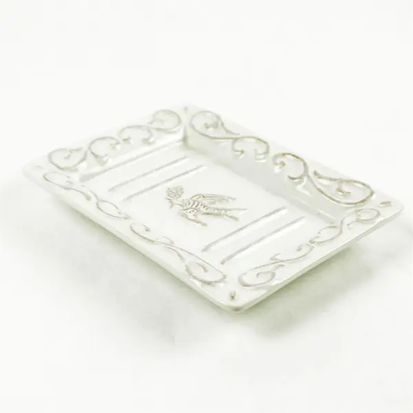 Pre de Provence White-Washed Terracotta Ceramic Soap Dish 6x4.5 Farmhouse