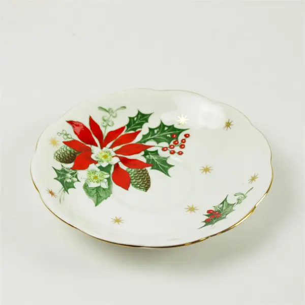 Queen Anne England Noel Bone China Saucer Gold Rim