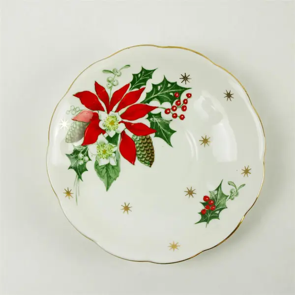 Queen Anne England Noel Bone China Saucer Gold Rim