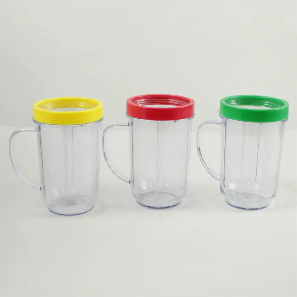 Lot of 3 Magic Bullet Blender Cups/Mugs Yellow Red Green New