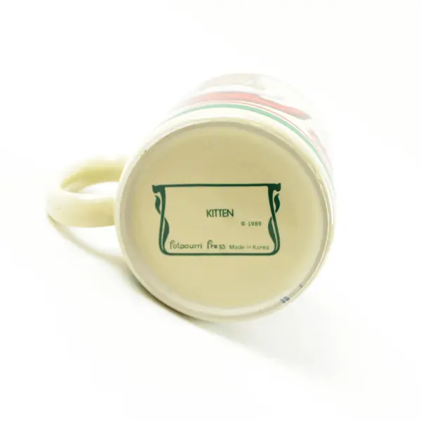 Vintage 1989 Potpourri Press Kitten Mug Christmas Cat Collectible