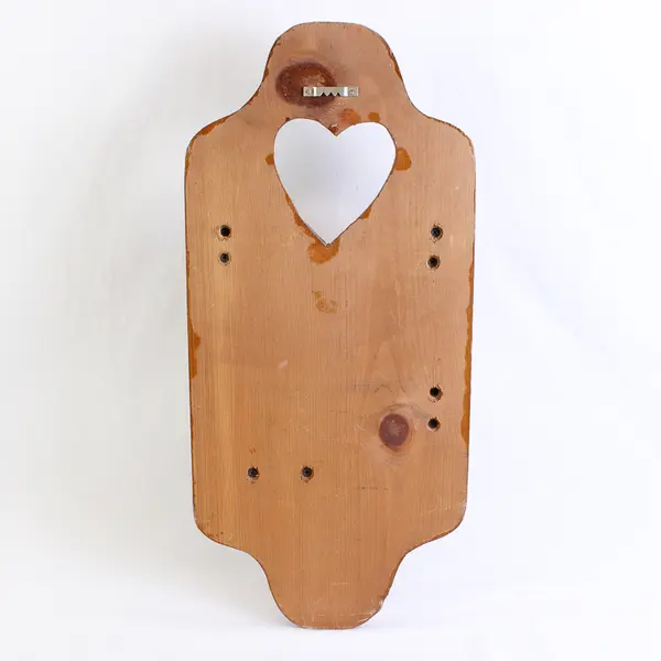 Vintage Wooden Heart Hair Dryer & Curler Holder Bathroom Organizer