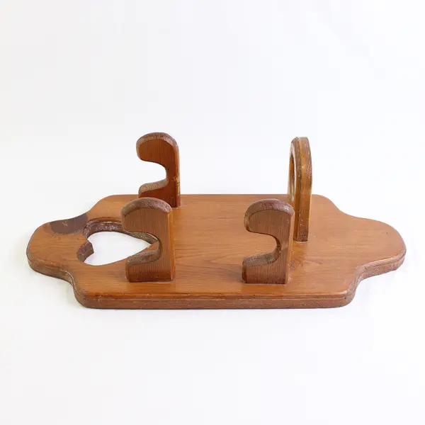 Vintage Wooden Heart Hair Dryer & Curler Holder Bathroom Organizer