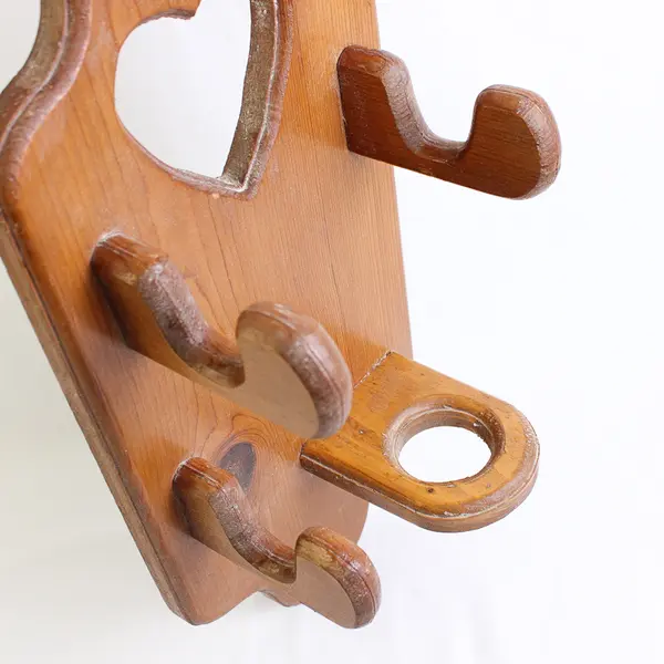 Vintage Wooden Heart Hair Dryer & Curler Holder Bathroom Organizer