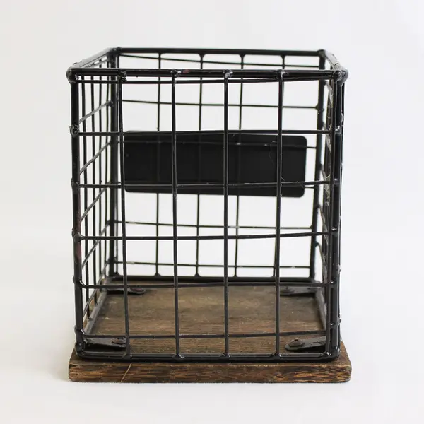Rae Dunn Square Wire & Wood Utensil Holder Farmhouse Kitchen Organizer