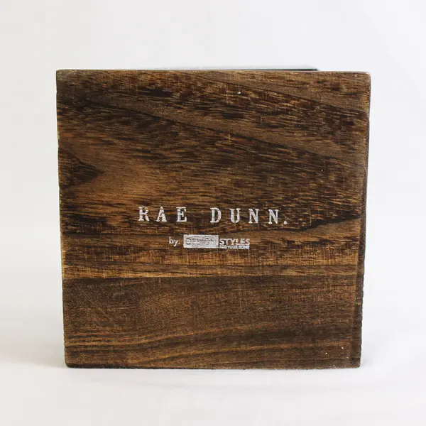 Rae Dunn Square Wire & Wood Utensil Holder Farmhouse Kitchen Organizer