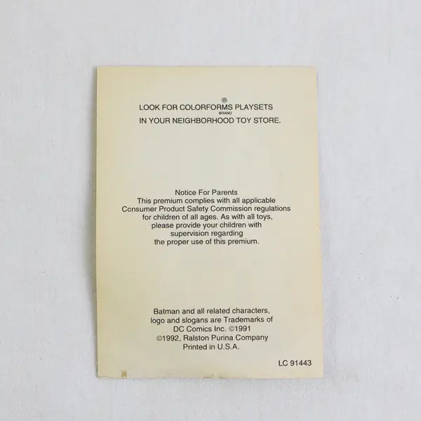 1992 Ralston Purina Batman Returns Glow in the Dark Sticker Batman Catwoman