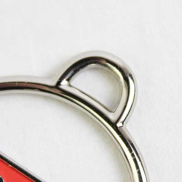 Coach Silver Metal Round Logo Disc Orange Bag Charm Key Ring