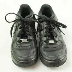 Nike Air Force 1 Low Youth 6 Black Leather Black Swoosh