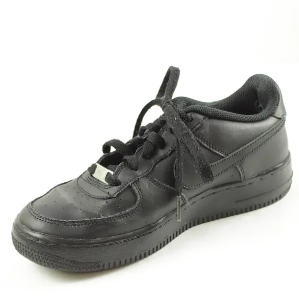 Nike Air Force 1 Low Youth 6 Black Leather Black Swoosh