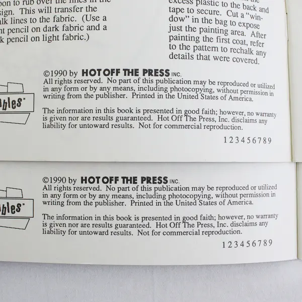 Lot of 2 Hot Off The Press Iron-On Transfer Booklets With 11 & 12 Transfers 1990