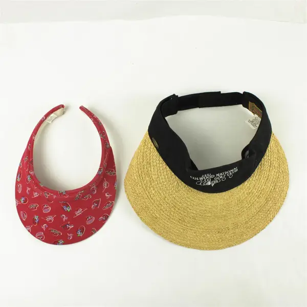 Lot of 2 Women's Sun Visors Colwood National Golf Club  & Red Pattern