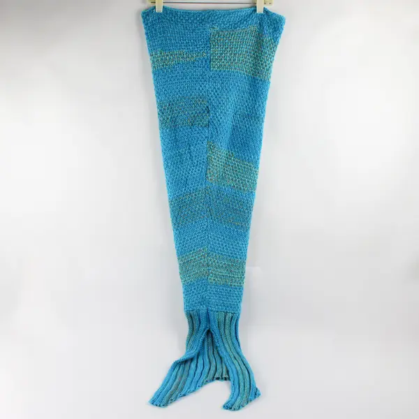 Handmade Knitted Various Blue Colors Stretchy Mermaid Tail - 50" Long