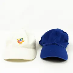 Lot of 2 Baseball Caps White W/Room For Pony Tail  & Blue Adjustable