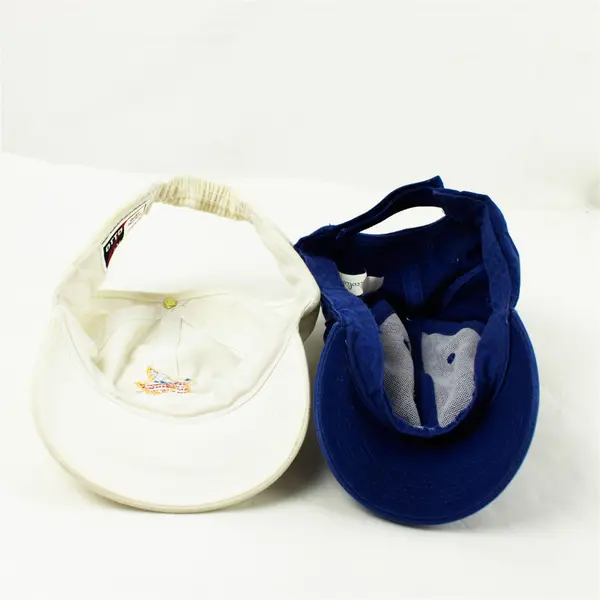 Lot of 2 Baseball Caps White W/Room For Pony Tail  & Blue Adjustable