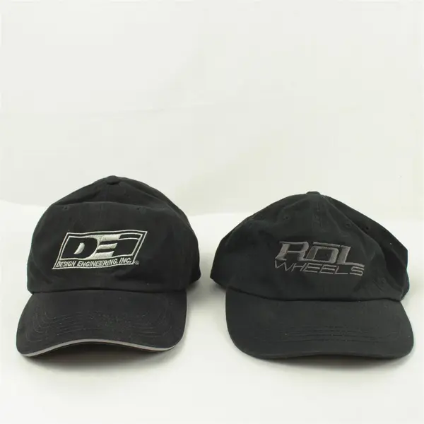 Lot of 2 Adjustable Baseball Caps Both Black DEI & Rol Wheels