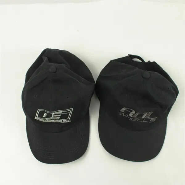 Lot of 2 Adjustable Baseball Caps Both Black DEI & Rol Wheels
